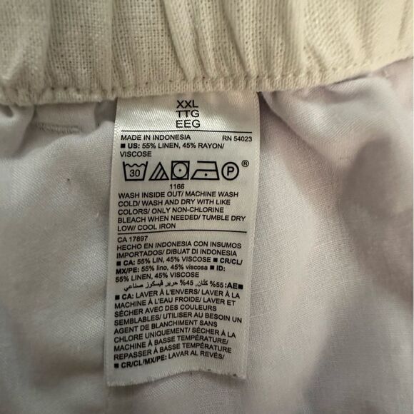 Old Navy ~white linen shorts ~ size XXL ~ elastic drawstring waist ~side pockets - Picture 7 of 7